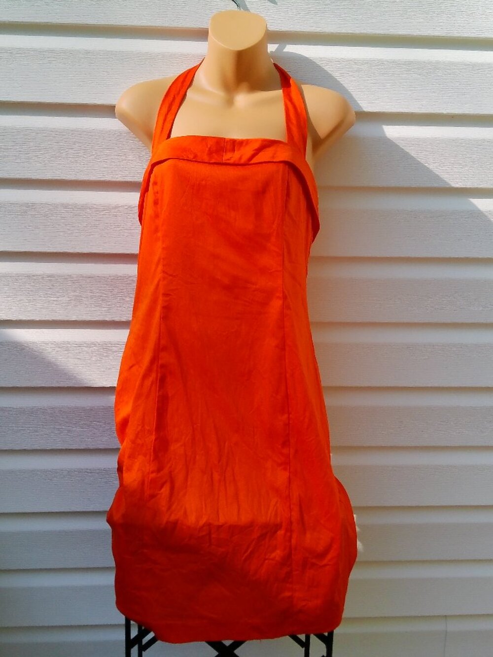VINTAGE B MOSS SIZE 4 STRETCH HALTER DRESS GOOD CONDITION ORANGE